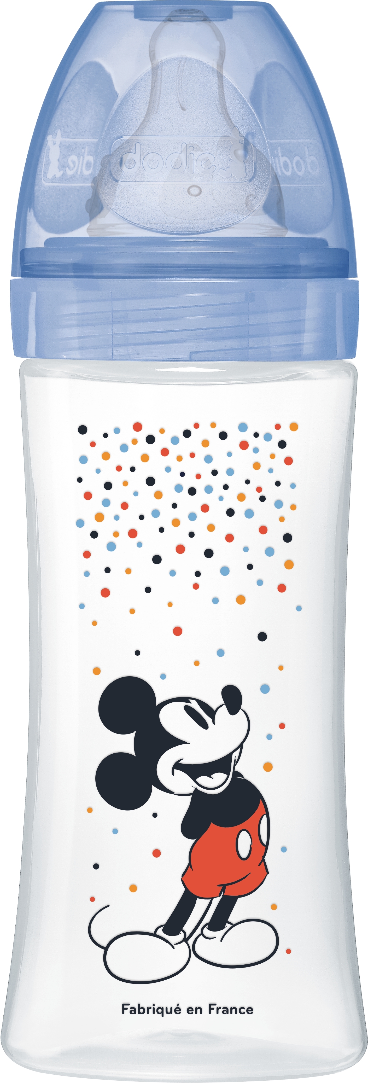 Biberon Initiation+ Anti-Colique 330ml MICKEY BLEU +6 mois tétine ronde 3 vitesses débit 3