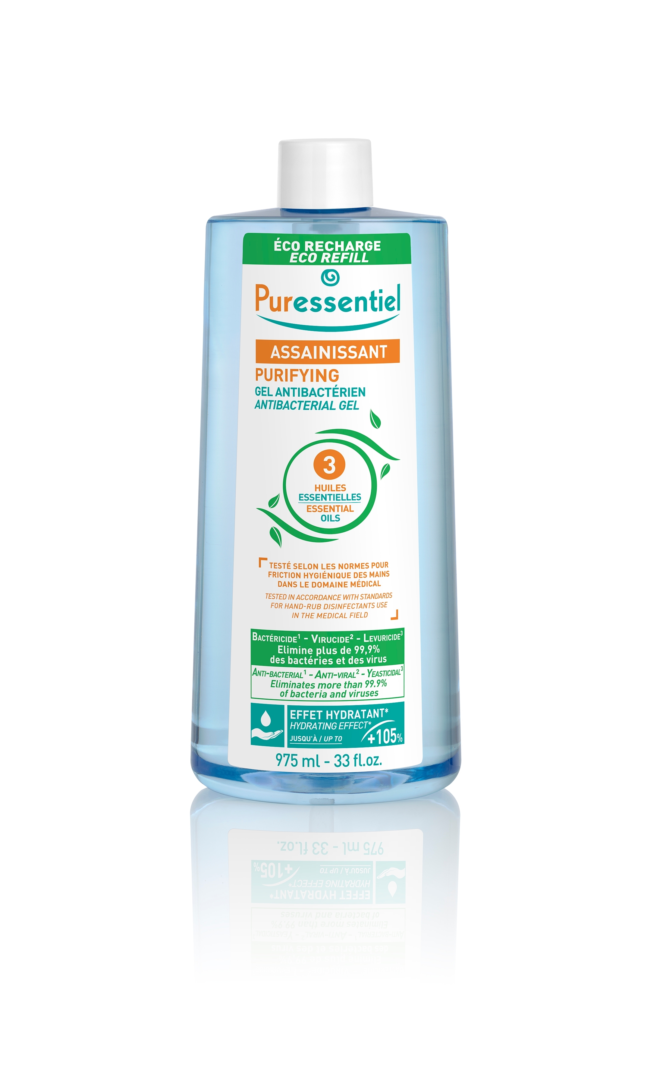 Eco Recharge Gel Antibactérien Assainissant aux 3 Huiles Essentielles 975 ml