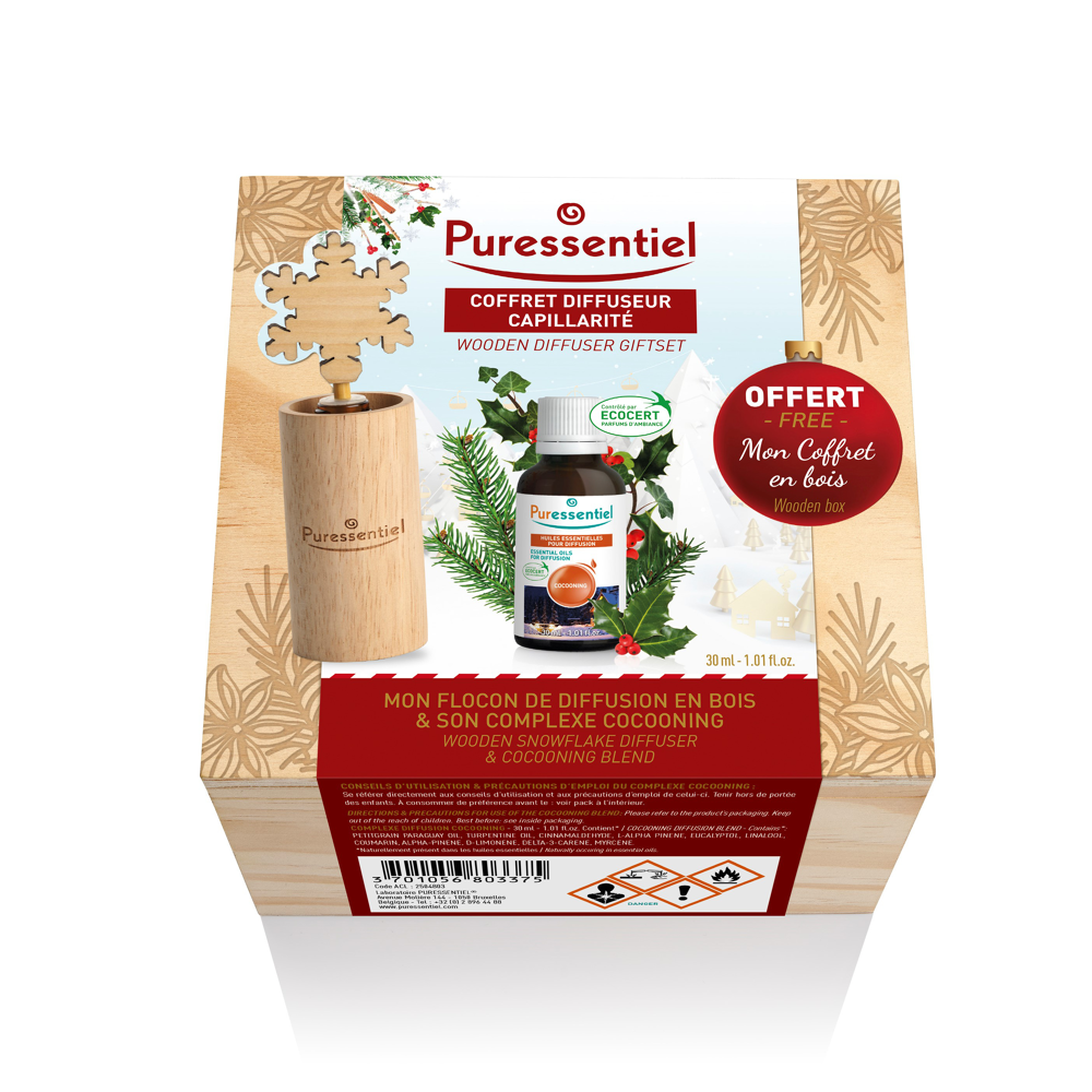Coffret Bois Diffuseur Capillarité + Diffuse Cocooning 30ml