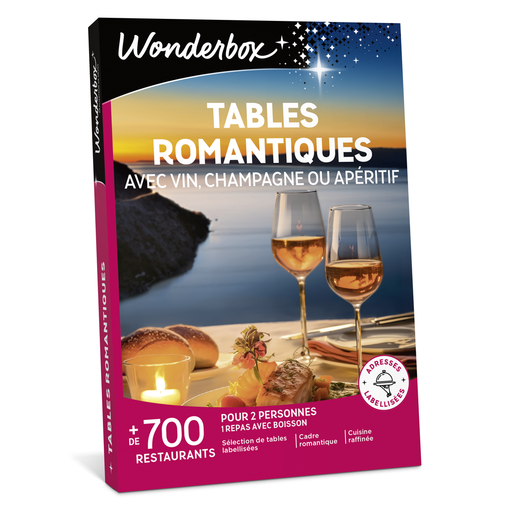 Tables romantiques avec vin, champagne ou apéritif
