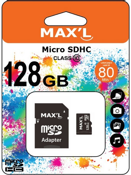 Carte Mémoire Micro SDHC/SDXC Maxell 128 Go Class 10 + Adaptateur SD