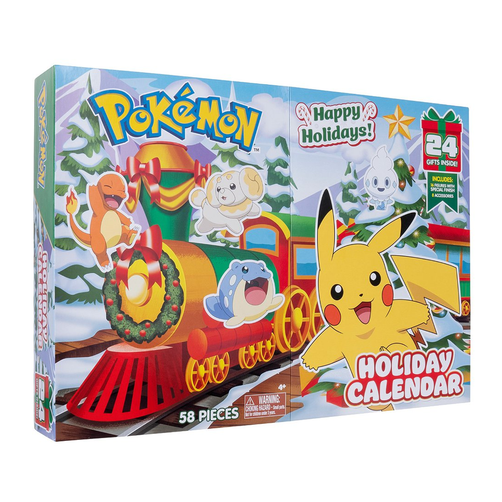 Pokémon - Calendrier de l'avent Pokémon -16 figurines surprises 5 cm + 6 éléments décor à construire