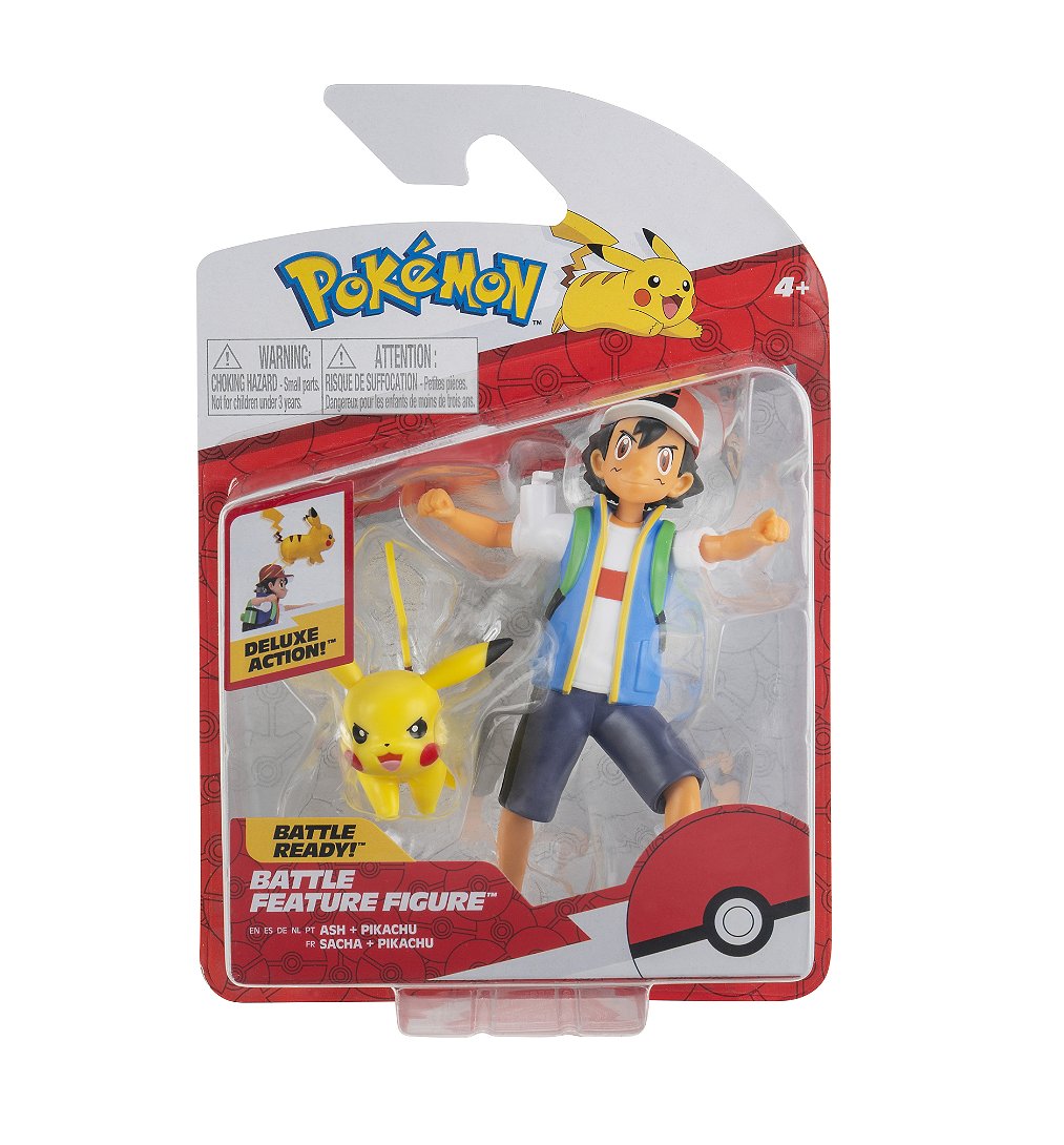 Pokémon - Figurine Battle Feature - Sacha et Pikachu - Figurine articulée 12 cm à fonctions