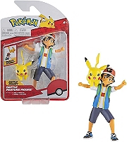 Pokémon - Figurine Battle Feature - Sacha et Pikachu - Figurine articulée 12 cm à fonctions