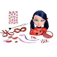 Bandai - Miraculous Ladybug - Tête à coiffer Miraculous Deluxe 21cm - Tête à coiffer Marinette + 30 