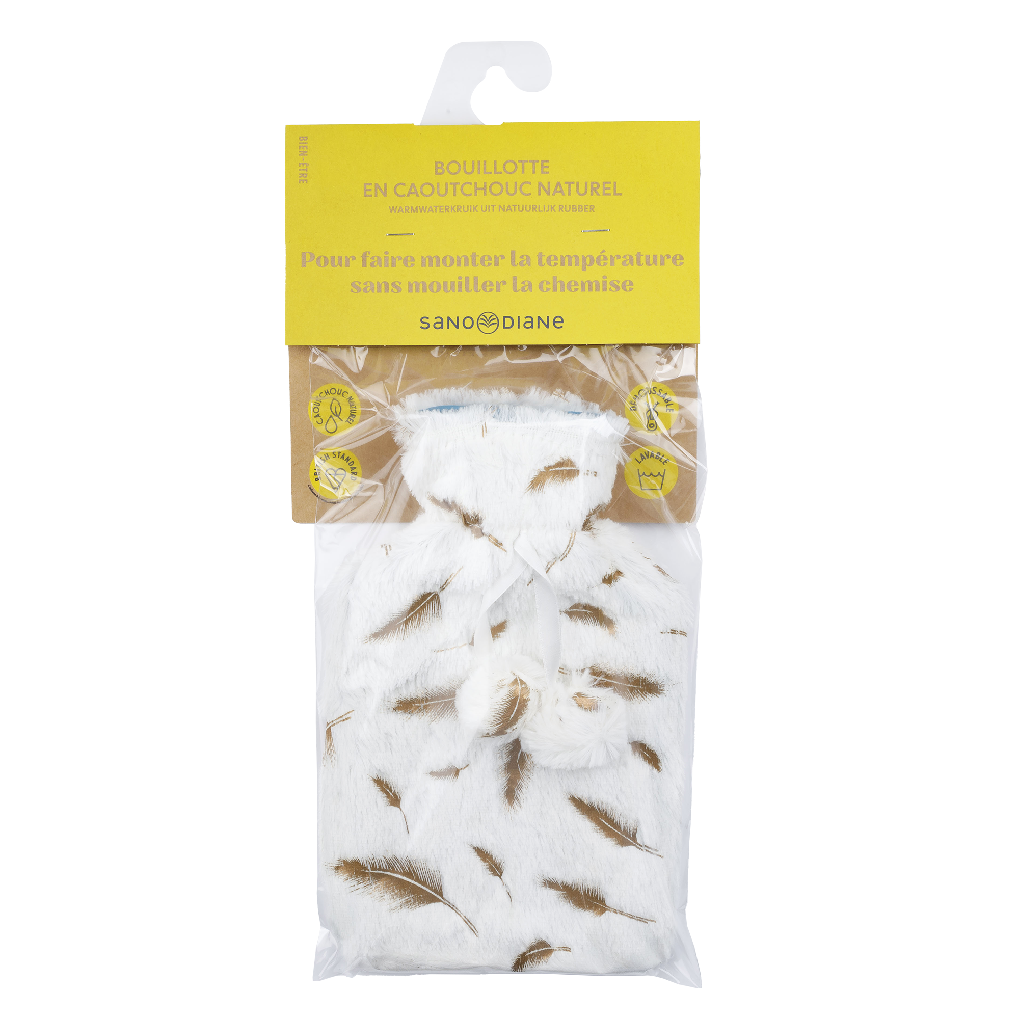 Bouillotte caoutchouc plumes 1L