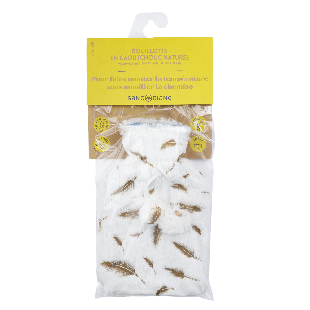 Bouillotte caoutchouc plumes 1L