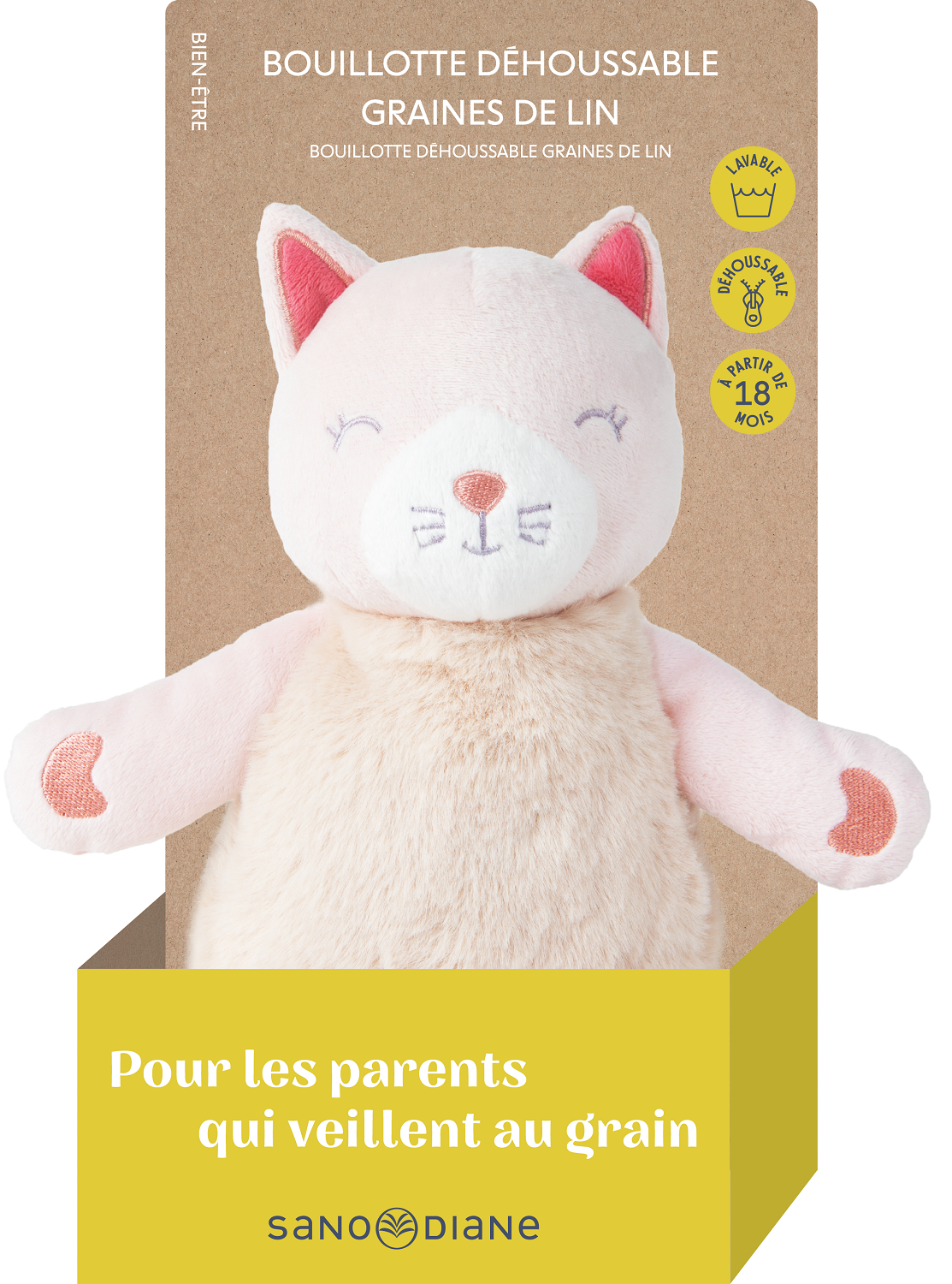 Bouillotte graines de lin chat