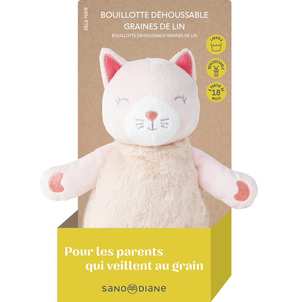 Bouillotte graines de lin chat
