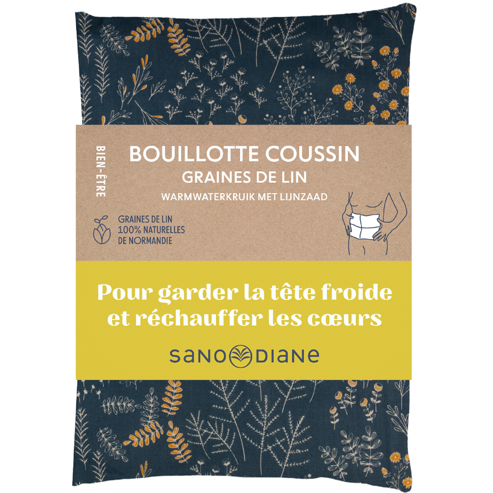Bouillotte graines de lin fleurs