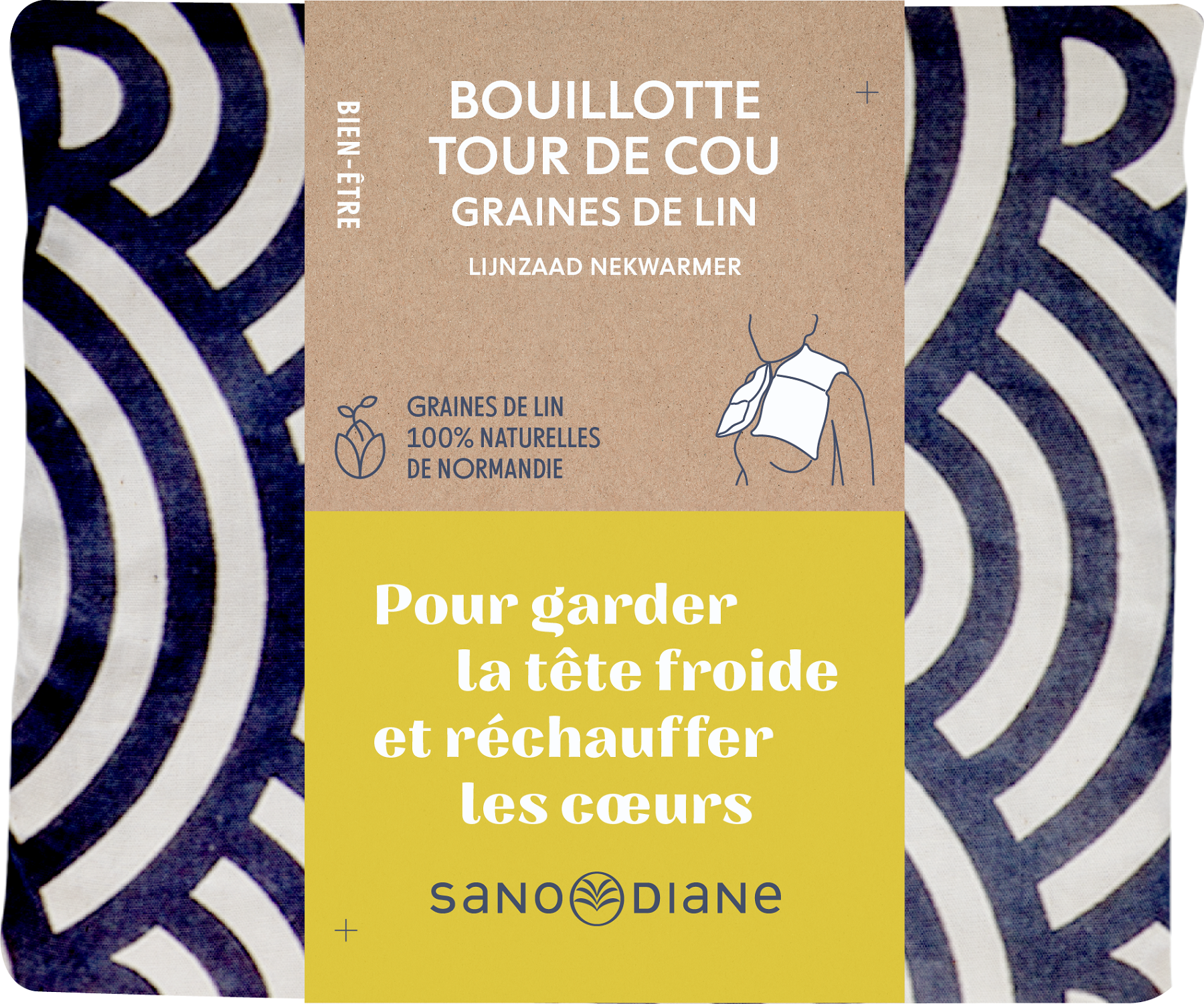Bouillotte graines de lin graphisme bleu