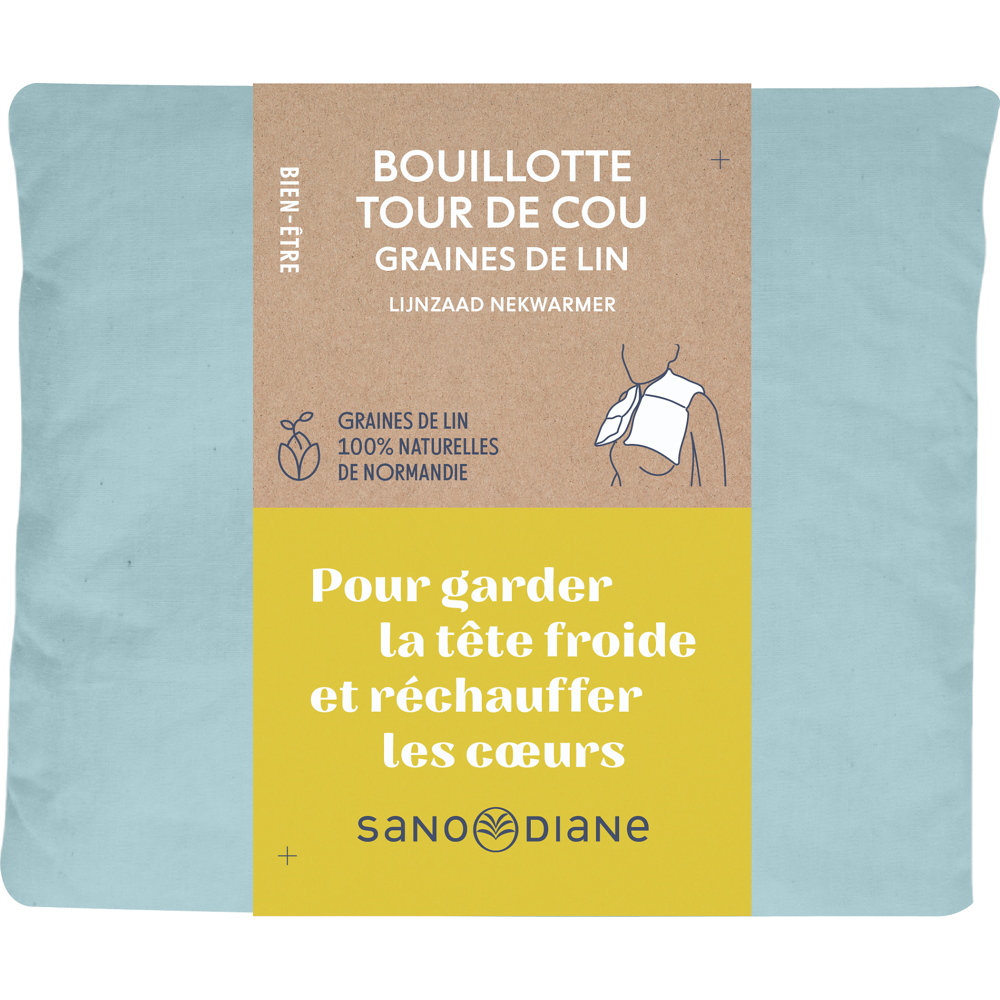 Bouillotte graines de lin bleu vert uni