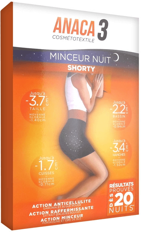 Cosmétotextile minceur nuit shorty taille : s-m