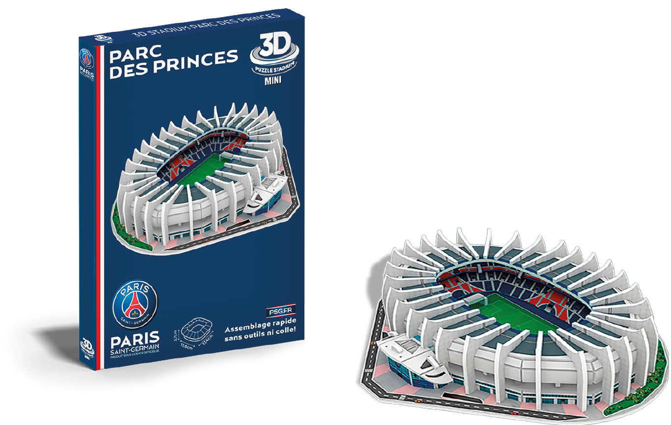 Megableu – Mini Puzzle 3D Parc des Princes PSG – Maquette Stade Paris Saint Germain – Puzzle 3D Football pour Enfants dès – 52 Pièces sans Colle – Format à Assembler 17 5 x 15 6 x 3 7 cm