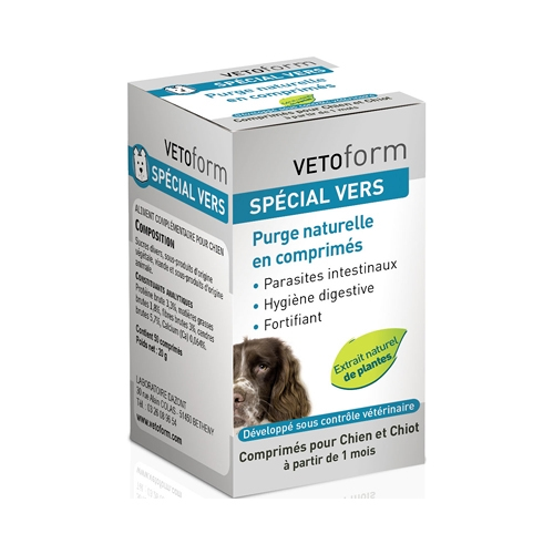 Purge naturelle spécial vers chiots/chiens x50