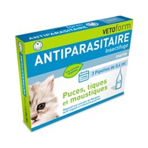 Pipettes anti-parasitaire chatons 3 x 0,4ml