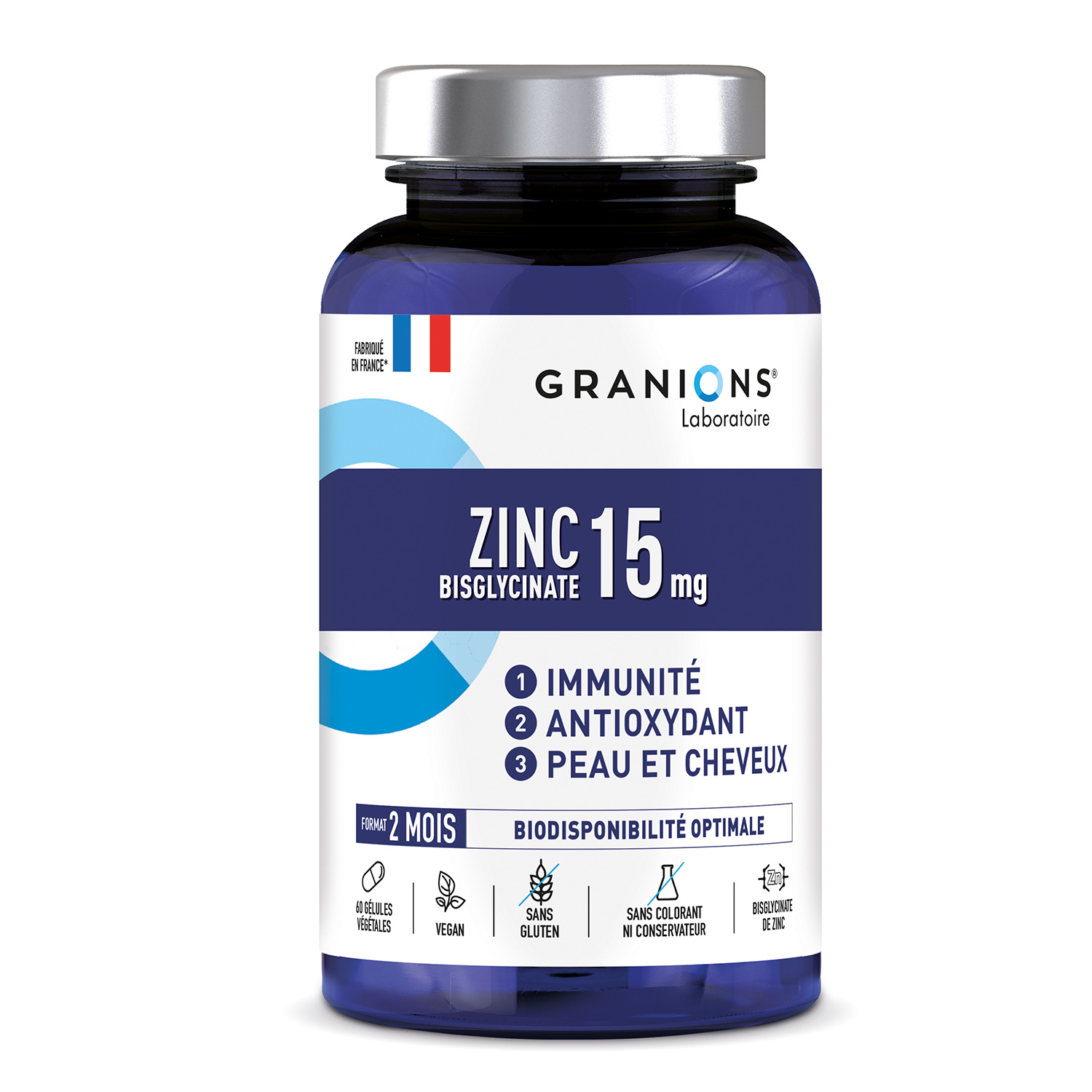 Zinc 15 Mg Immunité Antioxydant Peau & Cheveux 60 Gélules Végétales