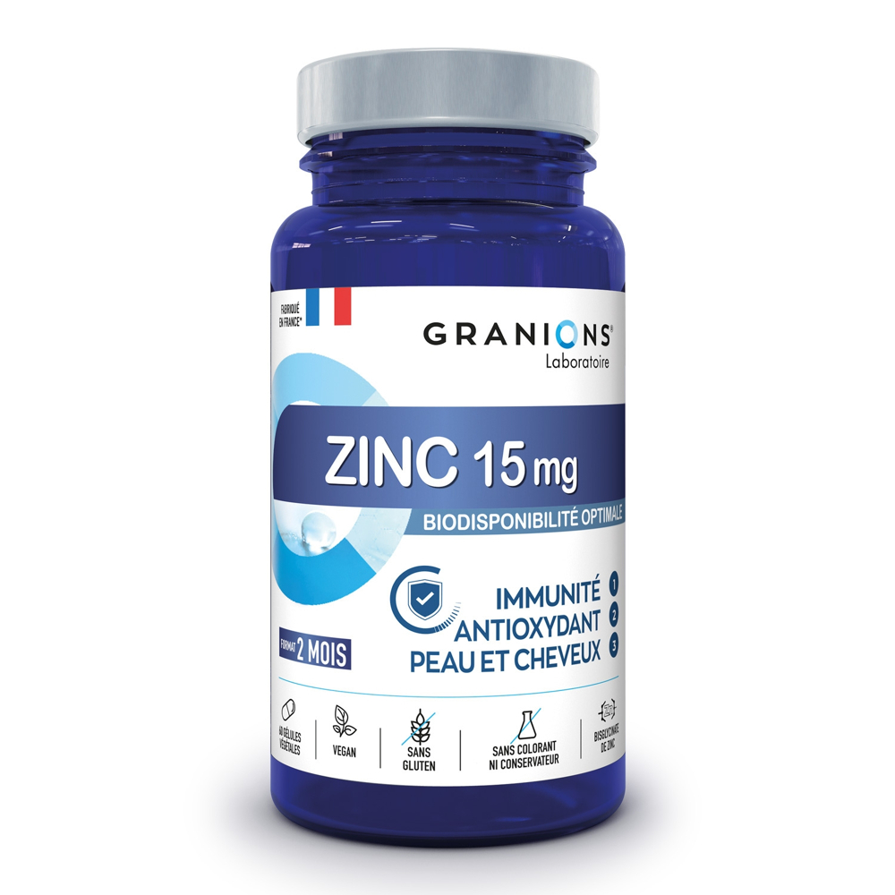 Zinc 15 Mg Immunité Antioxydant Peau & Cheveux 60 Gélules Végétales