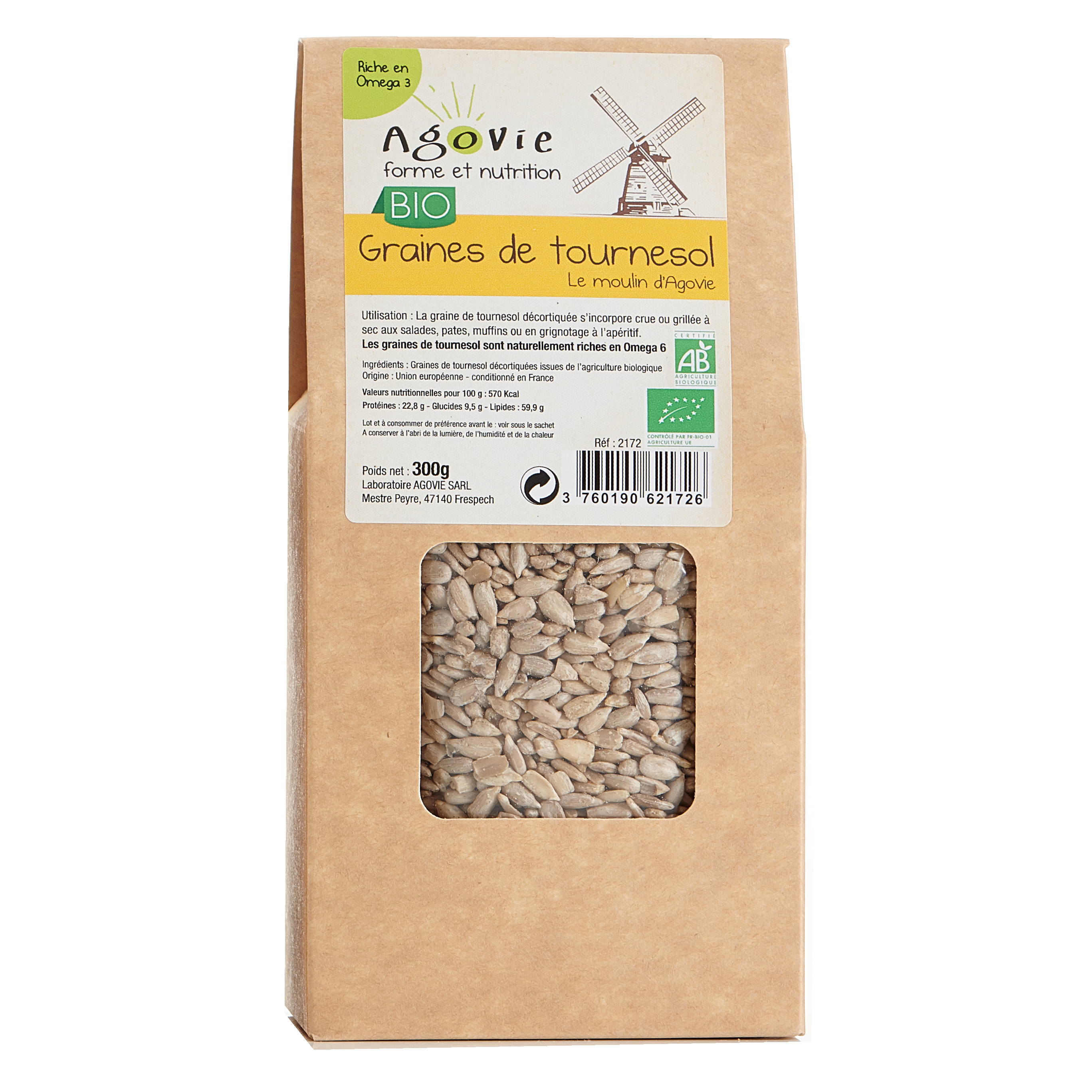 Graines de tournesol décortiquées Bio 300g