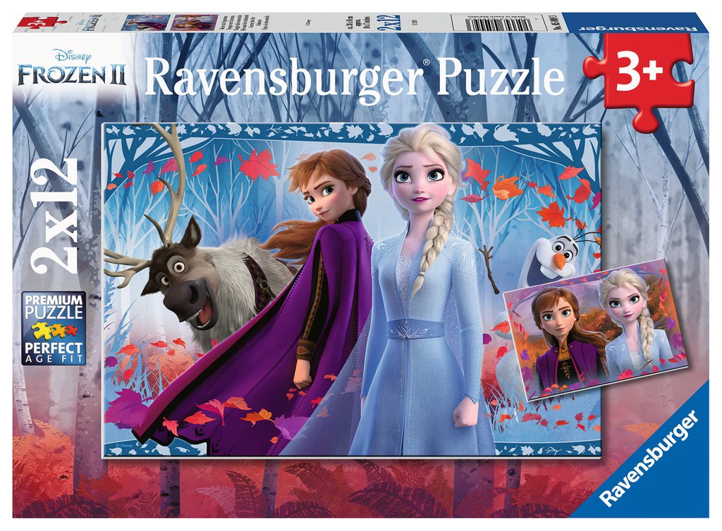 Puzzles 2 x 12 pièces : Voyage vers 'inconnu La Reine des 2 Frozen 2 Ravensburger France - vue 2