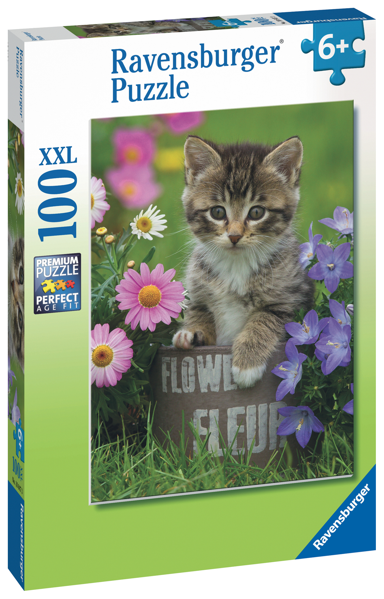 Puzzle 100 p XXL - Chaton parmi les fleurs