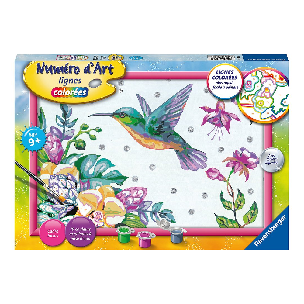 Numéro d'art - grand - Colibri et fleurs exotiques