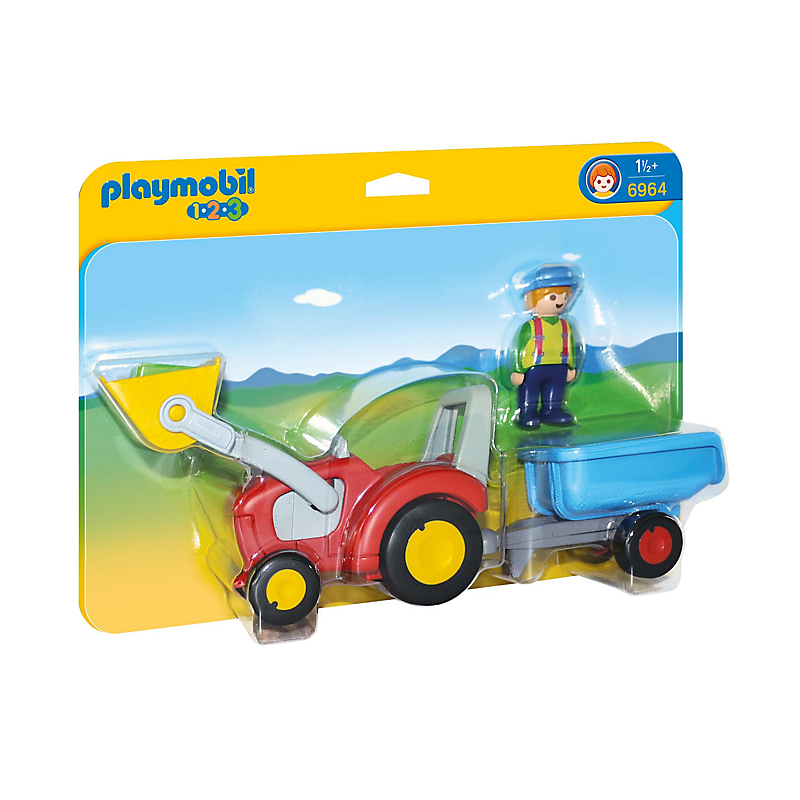 Fermier Avec Tracteur Et Remorque - PLAYMOBIL 1.2.3