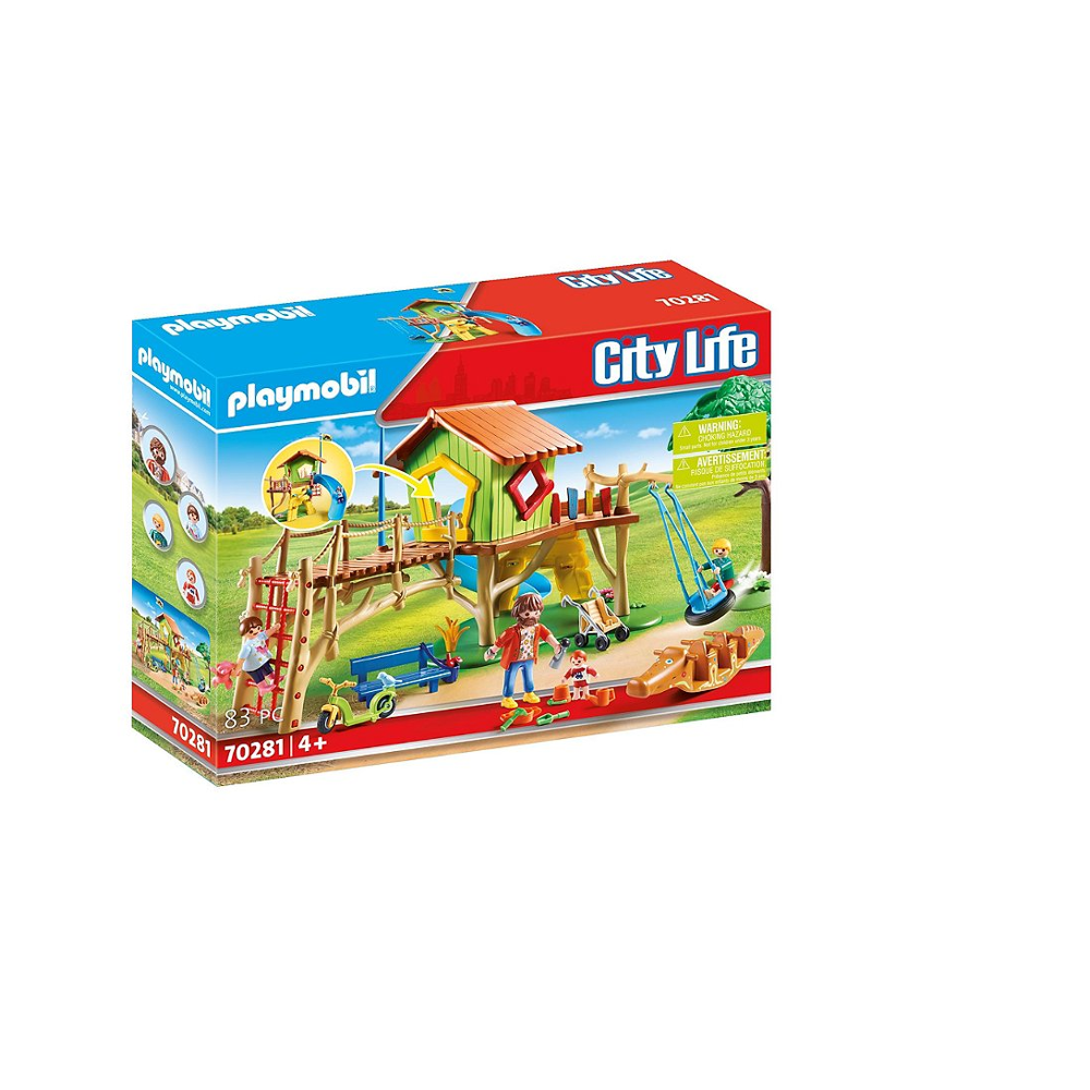 PLAYMOBIL 70281 Parc de jeux et enfants- City Life - avec une maison d’escalade, un toboggan, une ba