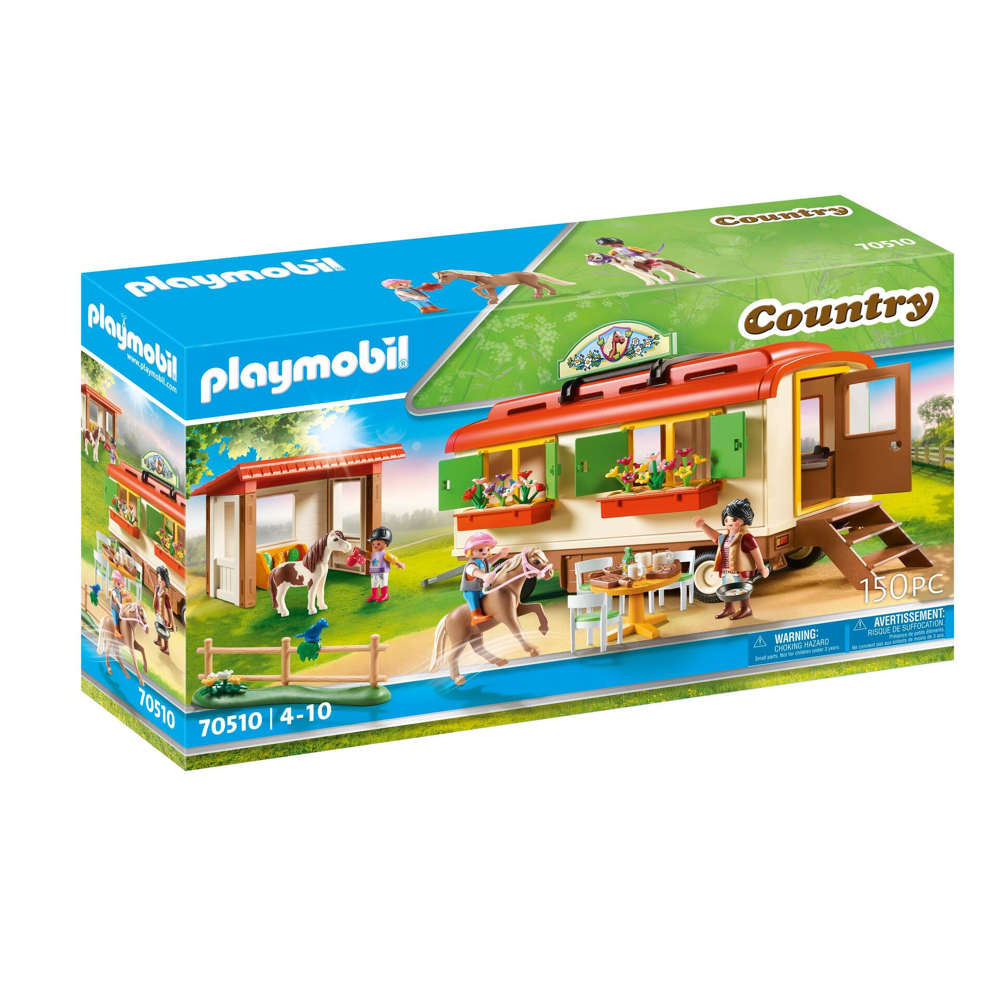 PLAYMOBIL 70510 Box de poneys et roulotte- Country- Le poney club- cavalier roulotte