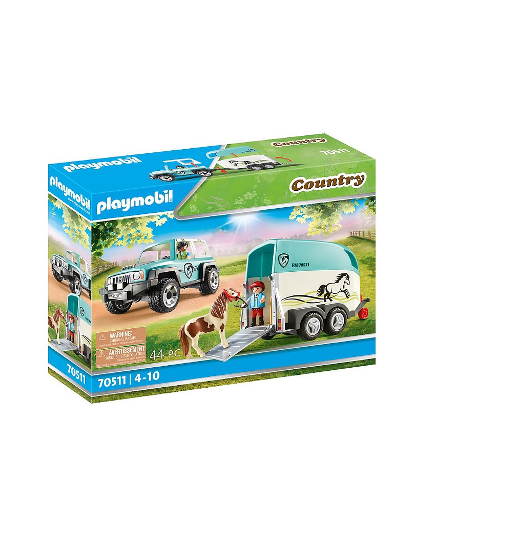PLAYMOBIL 70511 Voiture et van pour poney- Country - Le poney club - cavalier van pour chevaux