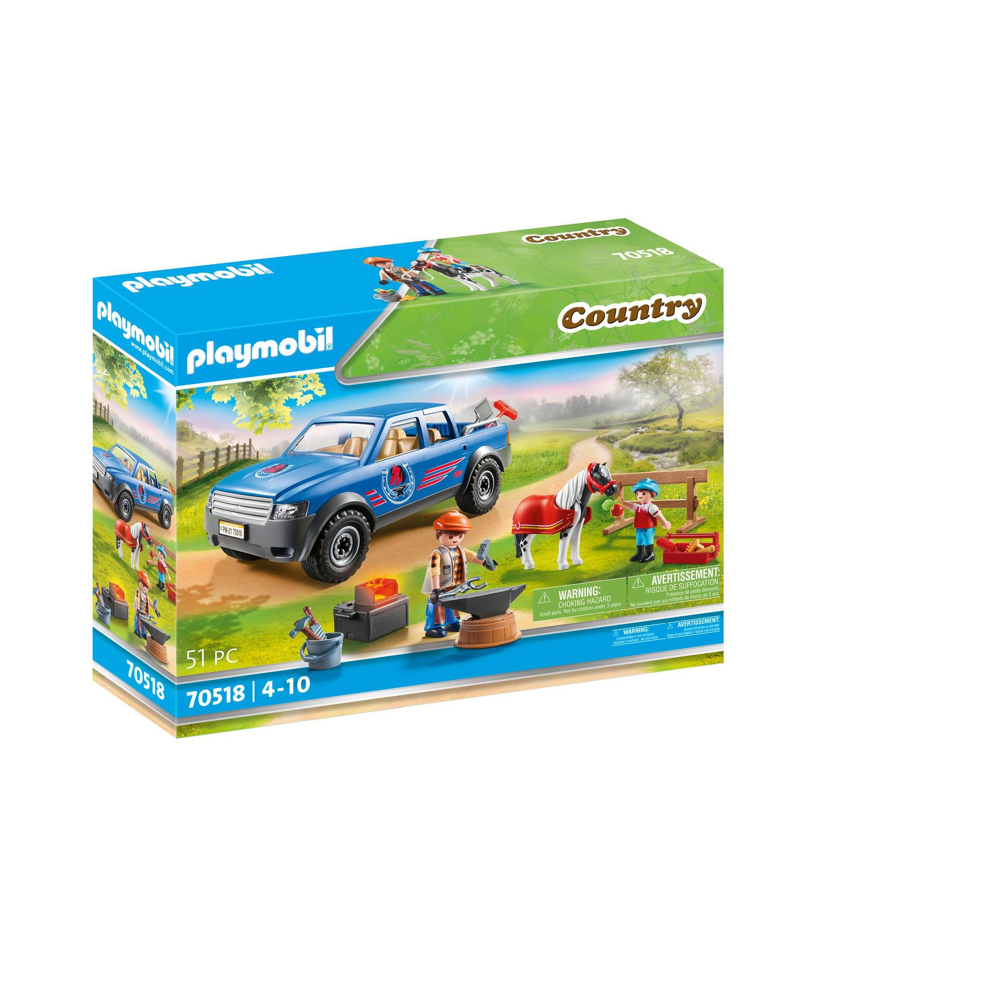 PLAYMOBIL 70518 Maréchal-ferrant et véhicule- Country- Le poney club- véhicule cheval