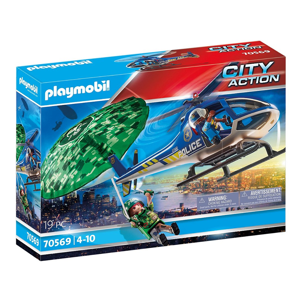 PLAYMOBIL 70569 Hélicoptère de police et parachutiste - City Action - Les policiers - intervention p