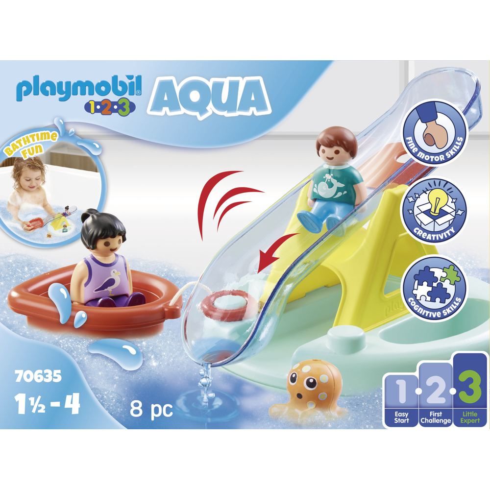 PLAYMOBIL 1.2.3 70635 Ilôt avec toboggan aquatique- - PLAYMOBIL 1.2.3 - Pour les tout-petits 18-36 m