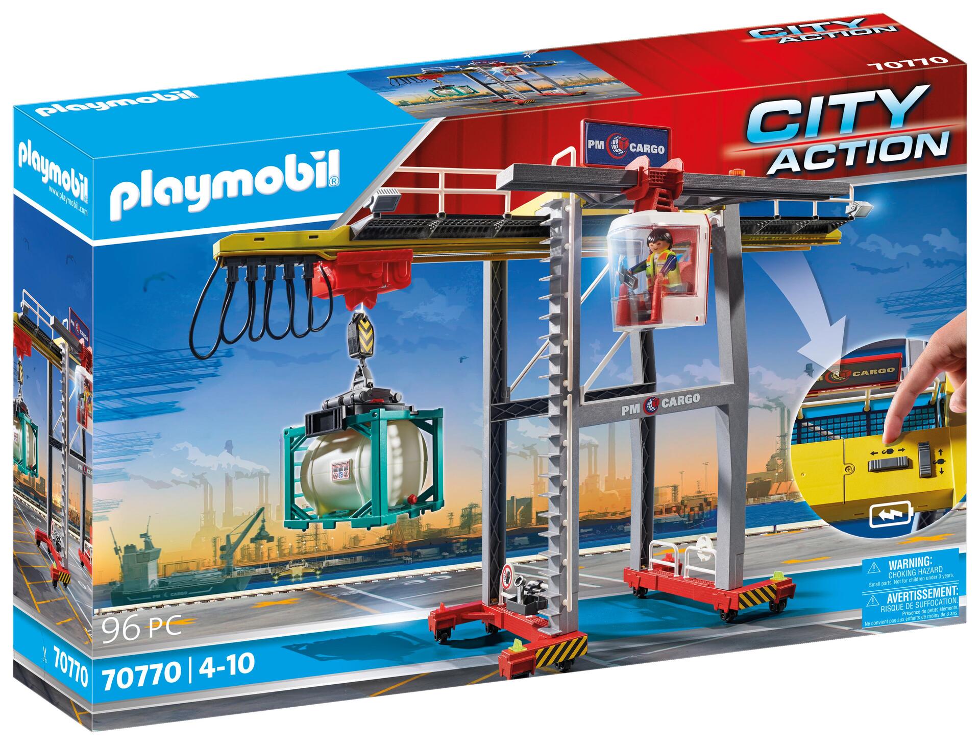 PLAYMOBIL 70770 Portique de chargement pour conteneur- City Action - Le cargo - douane port