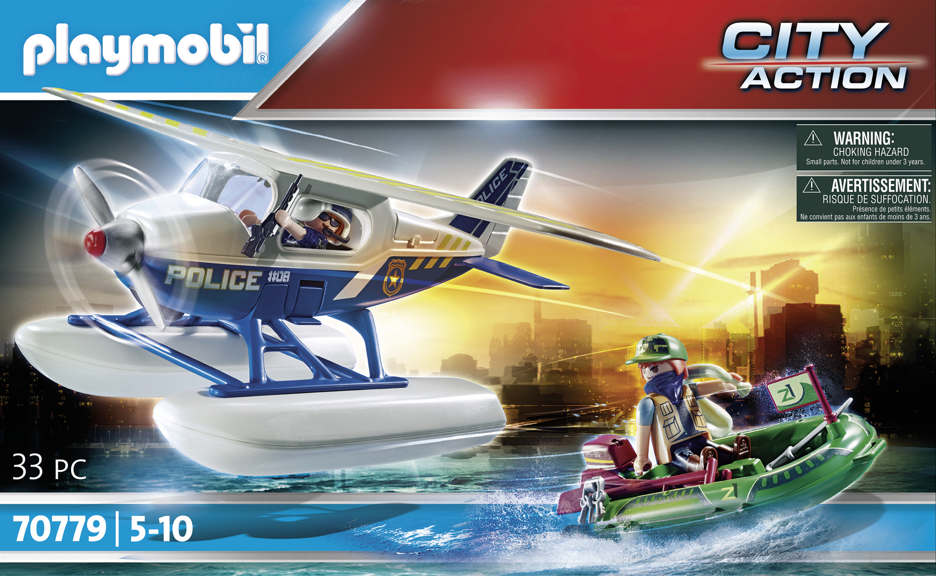 PLAYMOBIL 70779 Hydravion de police et bandit - City Action - Les policiers - poursuite avion