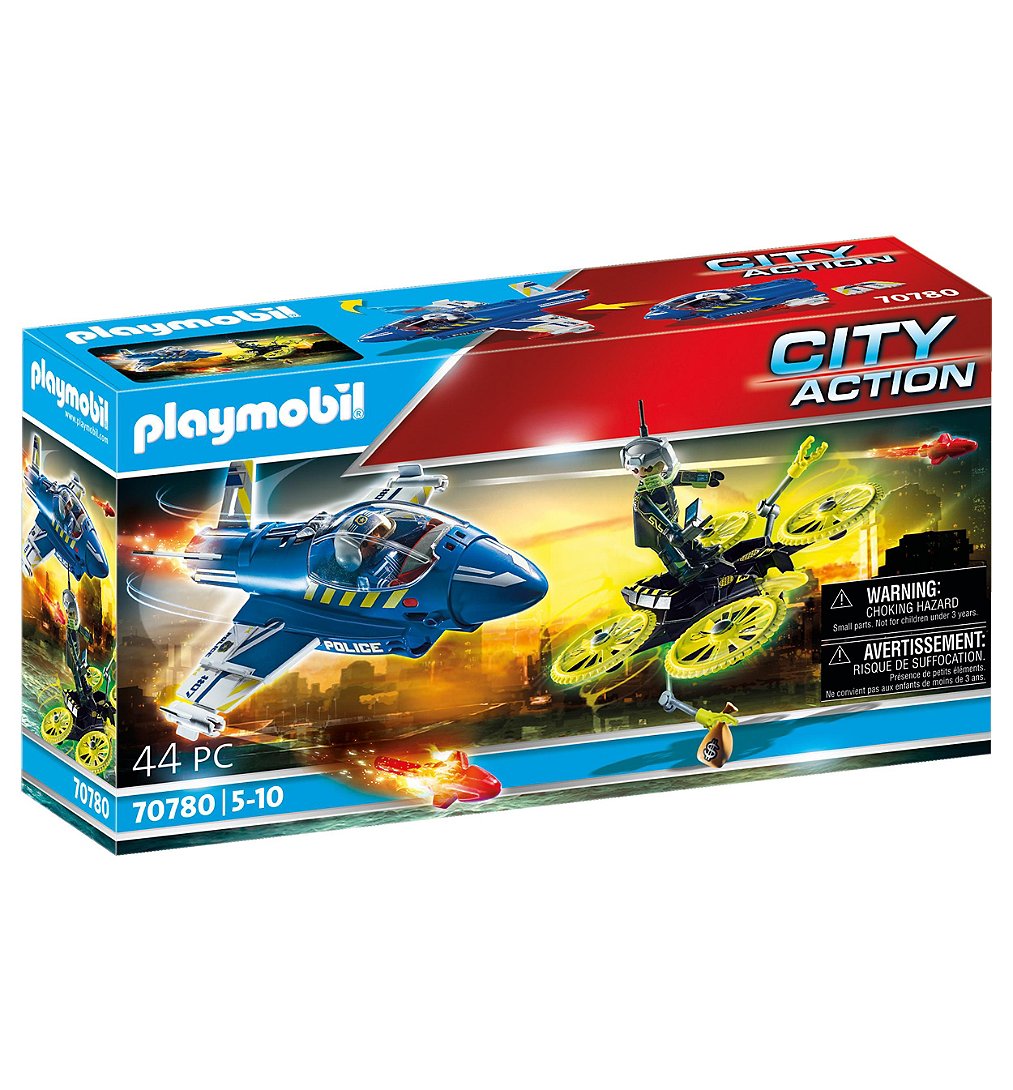PLAYMOBIL 70780 Jet de police et drone- City Action - Les policiers - poursuite drone