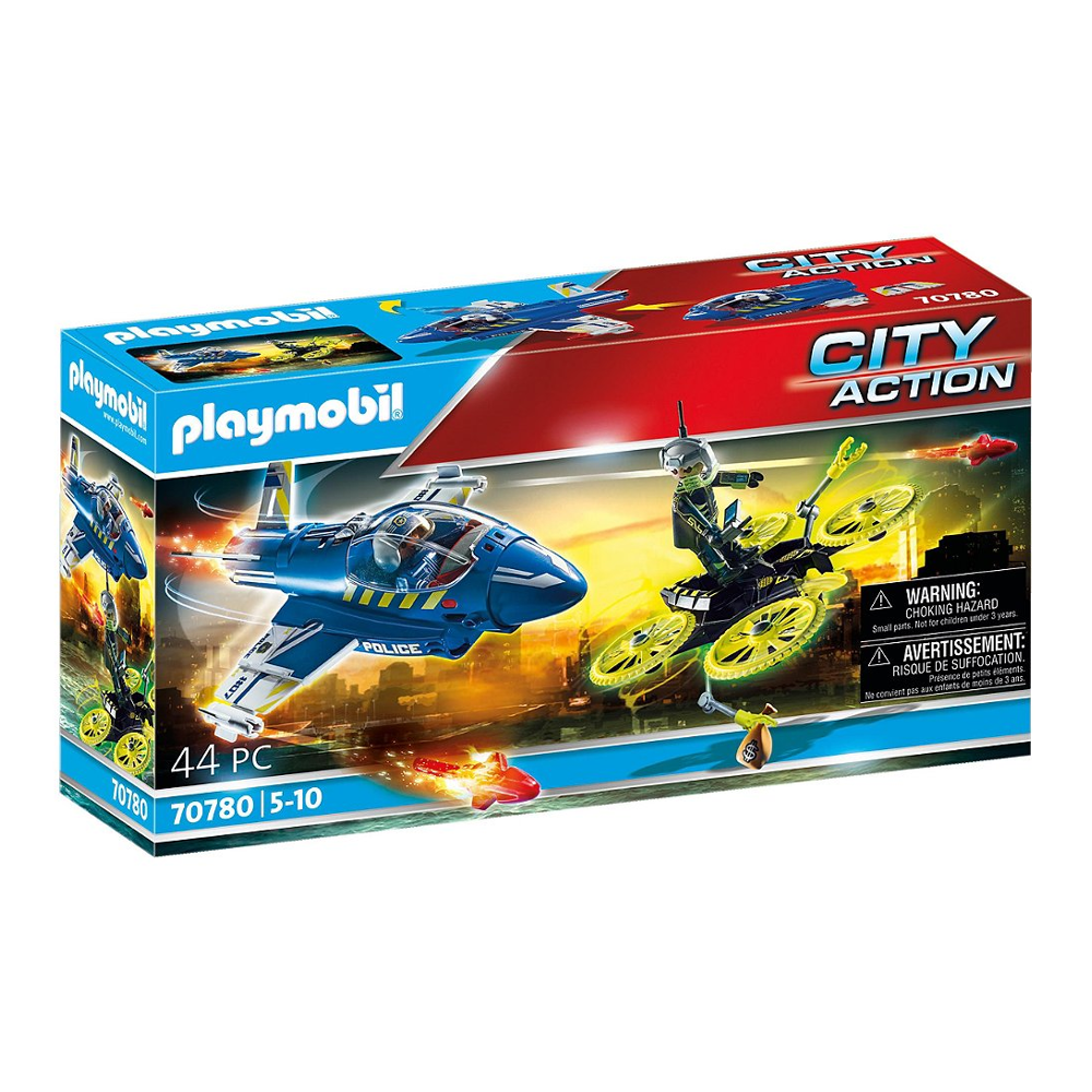 PLAYMOBIL 70780 Jet de police et drone- City Action - Les policiers - poursuite drone