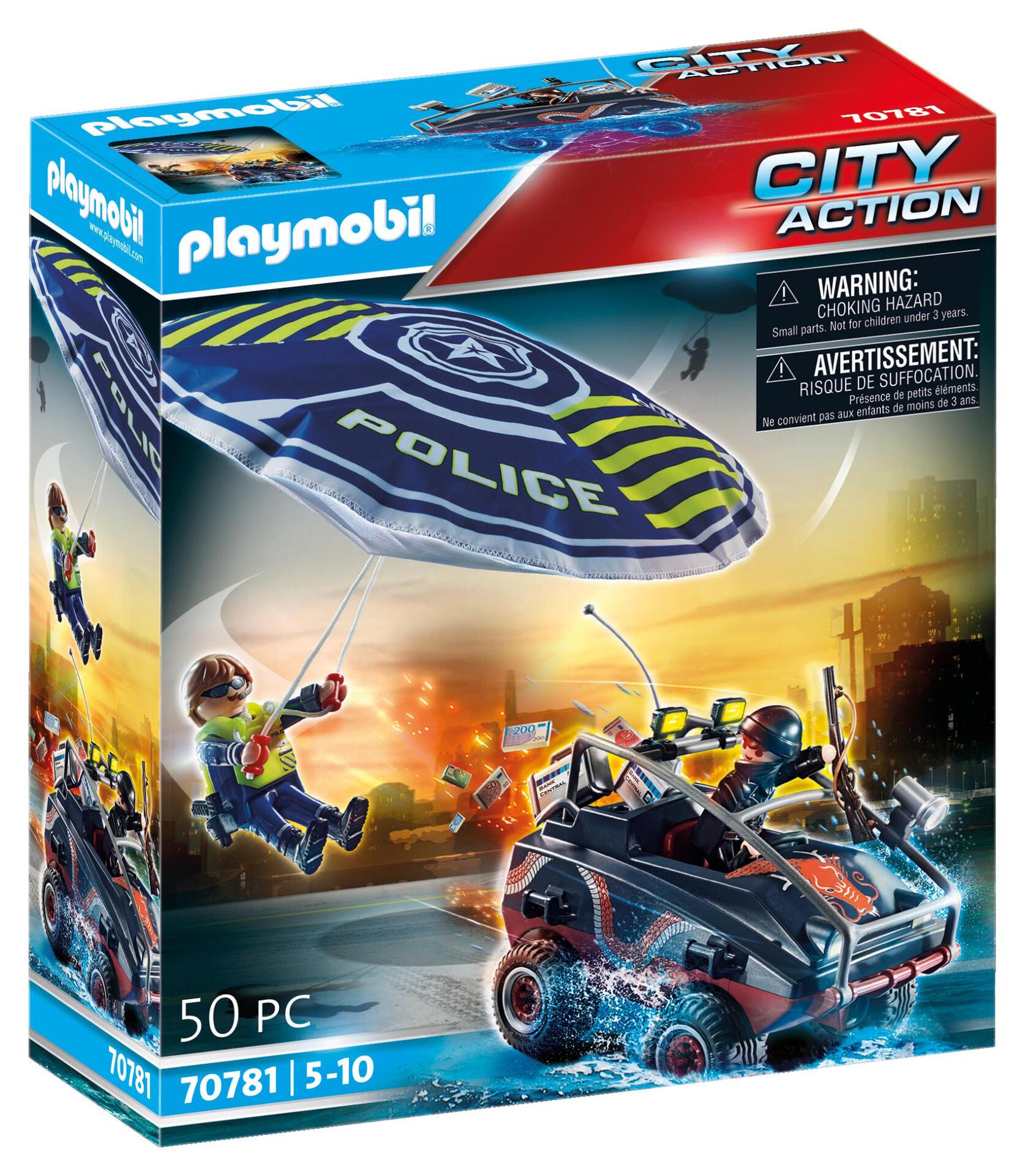 PLAYMOBIL 70781 Policier parachutiste et quad des bandits- City Action - Les policiers - poursuite p