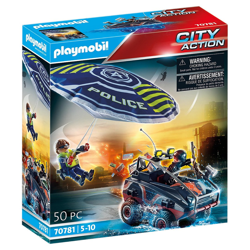 PLAYMOBIL 70781 Policier parachutiste et quad des bandits- City Action - Les policiers - poursuite p