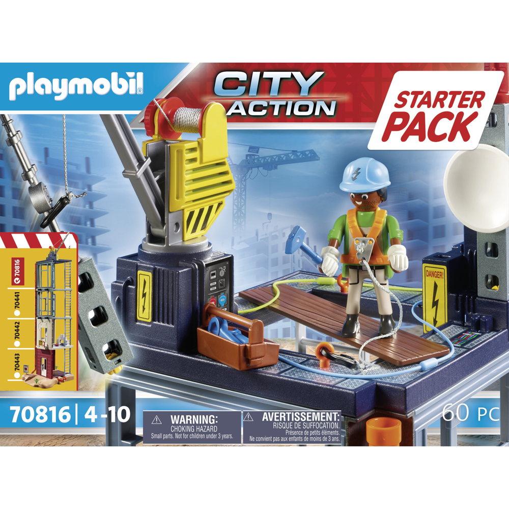 PLAYMOBIL 70816 Starter Pack Plateforme de construction - City Action - La construction - coffret dé