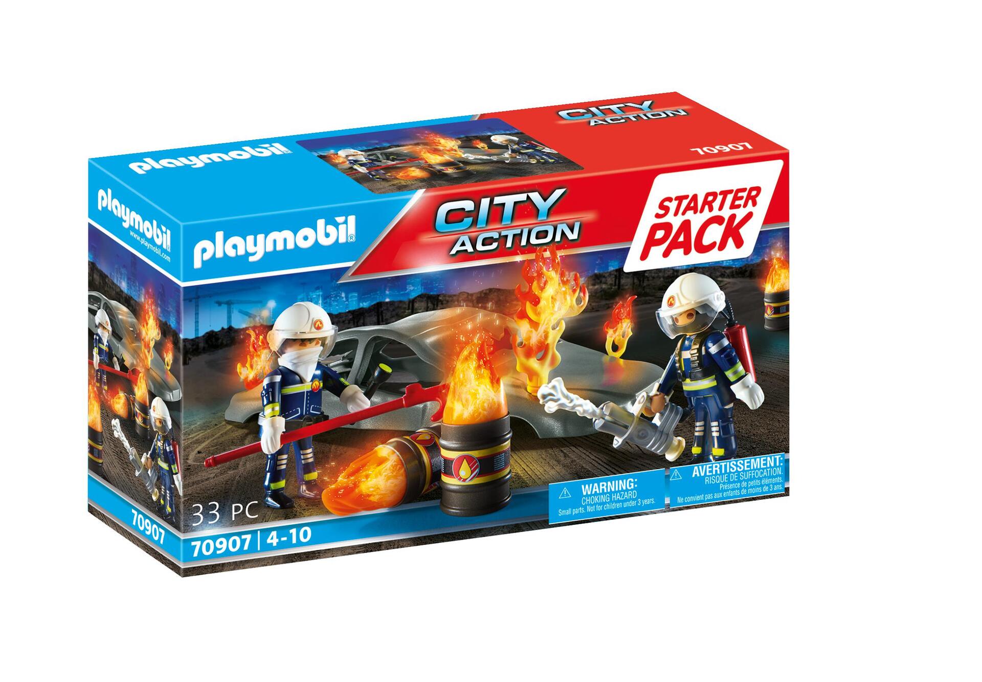 PLAYMOBIL 70907 Starter Pack Pompiers et incendie - City Action - Les pompiers - coffret découverte 