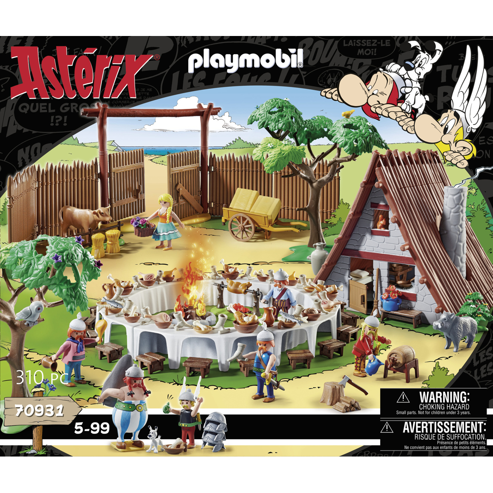 PLAYMOBIL 70931 Astérix : Le banquet du village - contient les célèbres Gaulois Astérix, Obélix et l