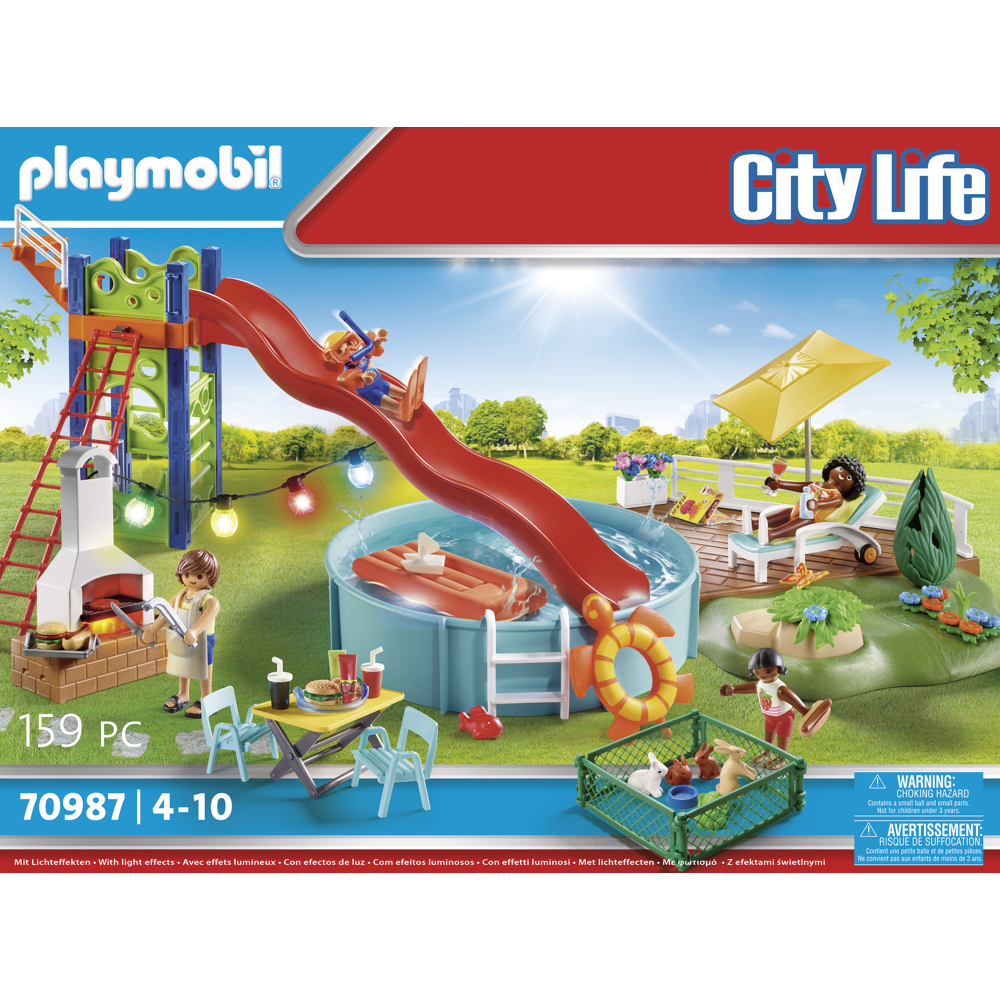 PLAYMOBIL 70987 Espace détente avec piscine- City Life - La maison moderne - aménagement pièces de l