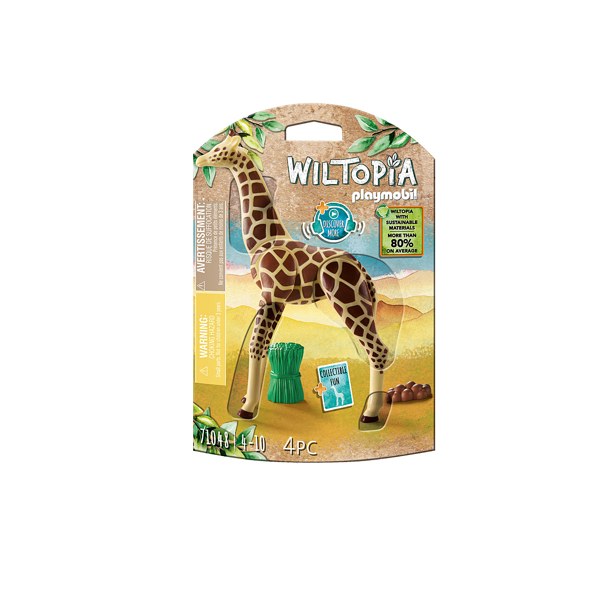 PLAYMOBIL 71048 Girafe- Wiltopia - 80% de Matériaux recyclés ou biosourcés en moyenne - animaux cart
