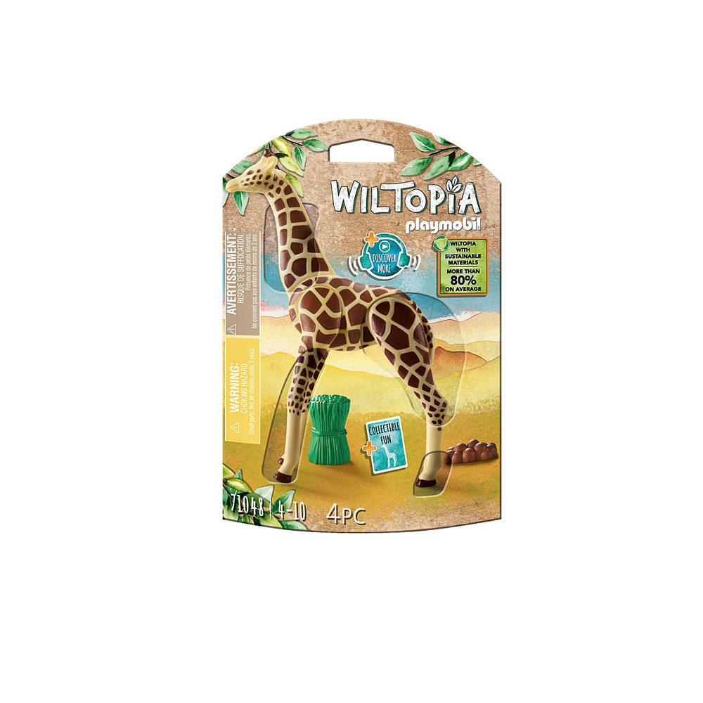 PLAYMOBIL 71048 Girafe- Wiltopia - 80% de Matériaux recyclés ou biosourcés en moyenne - animaux cart