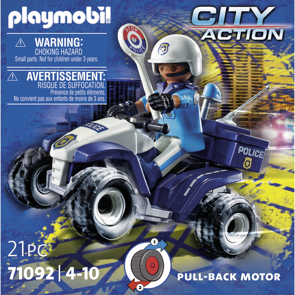 PLAYMOBIL 71092 Policier et quad - City Action - Les policiers - moteur à retro-friction à collectio