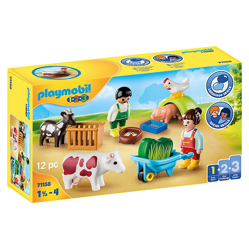 PLAYMOBIL 1.2.3 71158 Animaux de la ferme - PLAYMOBIL 1.2.3 - Pour les tout-petits 18-36 mois - Mes