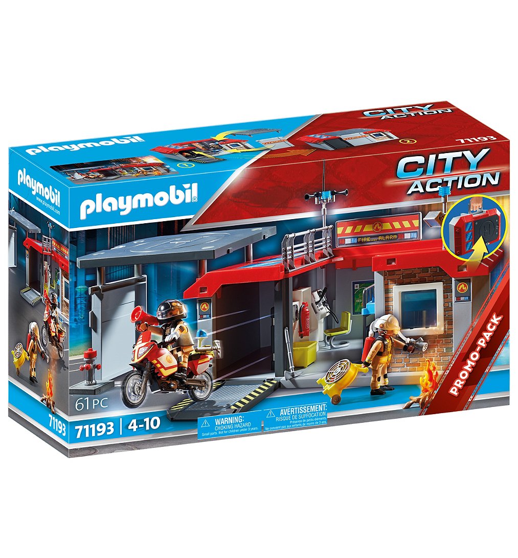 PLAYMOBIL 71193 Caserne de pompiers transportable- City Action - Les pompiers - Les Secouristes Vill