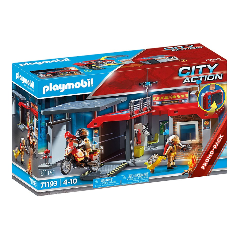PLAYMOBIL 71193 Caserne de pompiers transportable- City Action - Les pompiers - Les Secouristes Vill