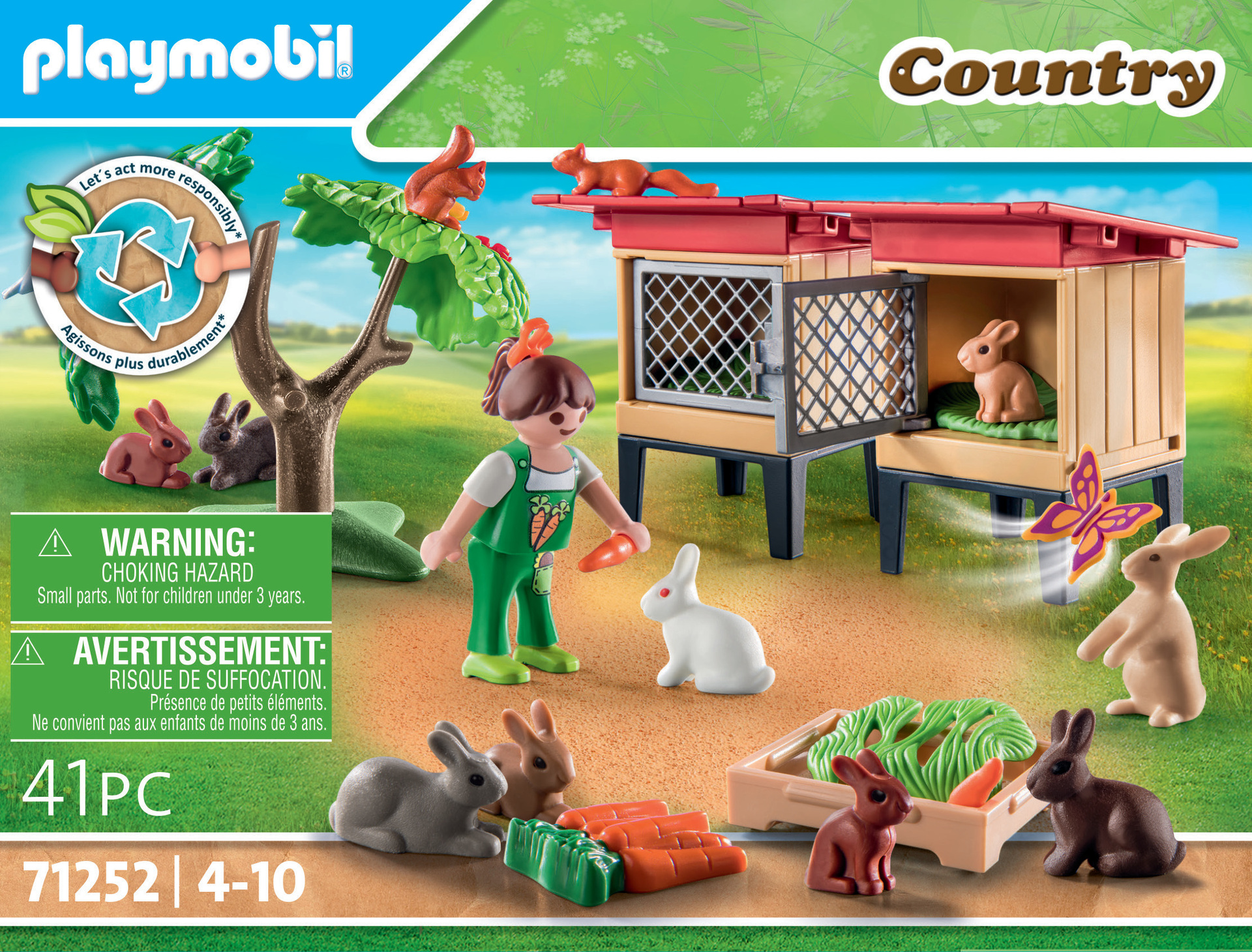 PLAYMOBIL 71252 Enfant avec enclos et lapins- Country - La vie à la ferme - La gamme petite ferme co